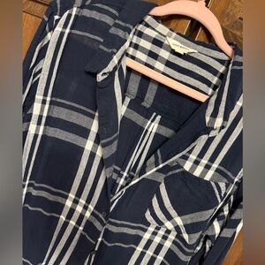Lucky Brand Navy and White Check Plaid Shirt